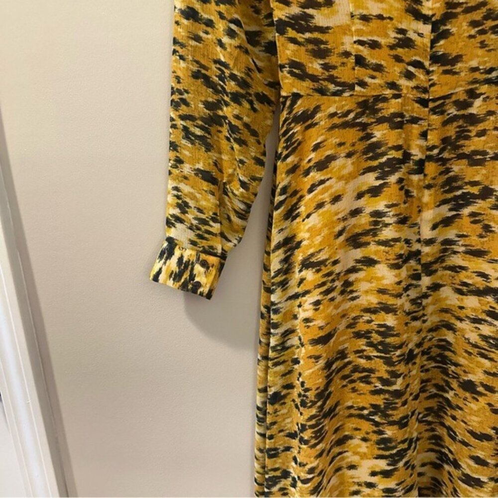 Whistles Ines Ikat Animal Print Long Sleeve Midi Dress Size 0 NWOT Autumncore - Picture 8 of 15